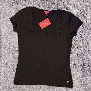 NWT Guess Square Neck Top Black Size S